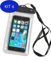 Kit 6 Capa Bolsa A Prova D'Água Proteção Chuva Mergulho Smartphone