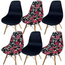 Kit 6 Capa Cadeira Charles Eames Eiffel Pé Palito Malha Kit 6 Capa Cadeira Charles Eames Eiffel Pé Palito Malha