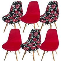 Kit 6 Capa Cadeira Charles Eames Eiffel Pé Palito Malha