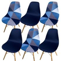 Kit 6 Capa Cadeira Charles Eames Eiffel Pé Palito Malha