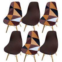 Kit 6 Capa Cadeira Charles Eames Eiffel Pé Palito Malha