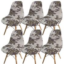 Kit 6 Capa Cadeira Charles Eames Eiffel Pé Palito Malha