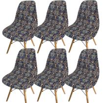 Kit 6 Capa Cadeira Charles Eames Eiffel Pé Palito Malha