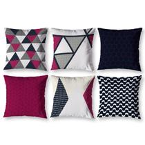 Kit 6 Capa de Almofada 40cm x 40cm Decorativas Estampadas Digital Coloridas Sala Sofá Quarto
