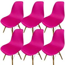 Kit 6 Capa de Cadeira Charles Eames Eiffel Pé Palito Malha Lisa