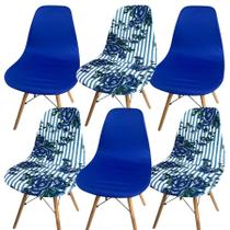 Kit 6 Capa de Cadeira Charles Eames Eiffel Pé Palito Malha Mista