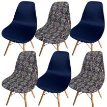 Kit 6 Capa de Cadeira Charles Eames Eiffel Pé Palito Malha Mista