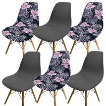 Kit 6 Capa de Cadeira Charles Eames Eiffel Pé Palito Malha Mista