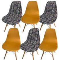 Kit 6 Capa de Cadeira Charles Eames Eiffel Pé Palito Malha Mista