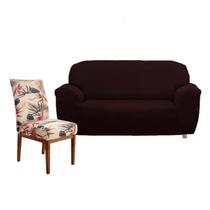 Kit 6 Capa de Cadeira Elastex e Capa Sofá 3 Lugares Premium