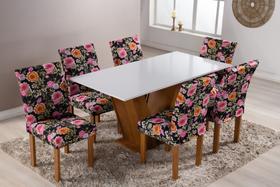 Kit 6 Capa De Cadeira Jantar Malha GEL Suplex Estampada Kit 6 Capa De Cadeira Jantar Malha GEL Suplex Estampada