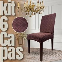Kit 6 Capa de Cadeira Linha Gold Grega - Marrom Escuro