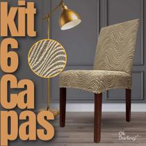 Kit 6 Capa de Cadeira Linha Premium Imperial Persa Marrom/Areia Kit 6 Capa de Cadeira Linha Premium Imperial Persa Marrom/Areia