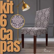 Kit 6 Capa de Cadeira Linha Premium Imperial Romana Grafite/Cinza Mesclado Kit 6 Capa de Cadeira Linha Premium Imperial Romana Grafite/Cinza Mesclado