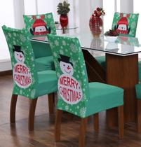 Kit 6 Capa de Cadeira Natal Ano Novo Malha Gel com Elástico