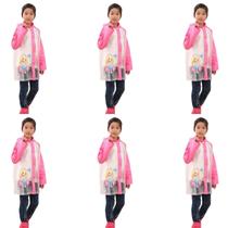 kit 6 Capa de chuva infantil para menina menino com capuz e bolsos pvc reforçada escolha a sua