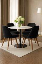 Kit 6 Capas Cadeira Concha Estofada Encosto Curvo Sala Jantar Cor:Preta