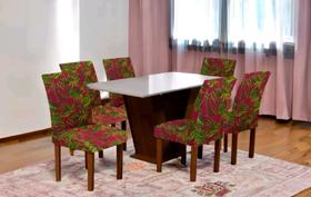 Kit 6 Capas Cadeira Floral Malha C/ Elástico Malha Gel Estampa 01