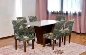 Kit 6 Capas Cadeira Floral Malha C/ Elástico Malha Gel Estampa 05