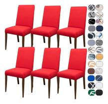 Kit 6 Capas Cadeira Jantar Tecido Importado Spandex E Vermel