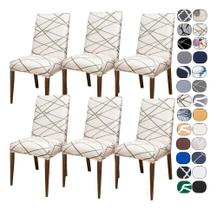 Kit 6 Capas Cadeira Jantar Tecido Importado Spandex El Panta