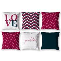 Kit 6 Capas De Almofada 40 X 40 Estampadas Chevron Vermelho