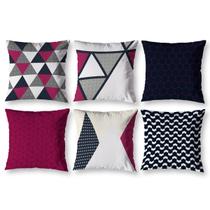 Kit 6 Capas de Almofada 40cm x 40cm Decorativas Estampadas Digital Coloridas Sala Sofá Quarto