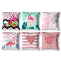 Kit 6 Capas de Almofada 40cm x 40cm Estampadas Flamingo Kit 6 Capas de Almofada 40cm x 40cm Estampadas Flamingo