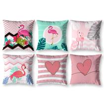 Kit 6 Capas De Almofada 40Cm X 40Cm Estampadas Flamingo Kit 6 Capas De Almofada 40Cm X 40Cm Estampadas Flamingo