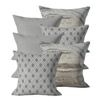 Kit 6 Capas de Almofada 45x45cm Decorativas Com Ziper Sala Sofá Cama