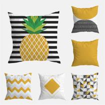 Kit 6 Capas De Almofada Decorativa Geométrica Abacaxi 40cm
