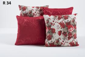 Kit 6 Capas De Almofada Estampadas Floral Vermelho Decoração