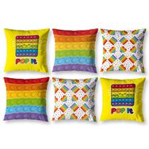 Kit 6 Capas De Almofada Estampadas Infantil 40 X 40 Pop It