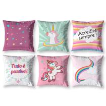 Kit 6 Capas de Almofada Infantil 40 x 40 Zíper Unicornio 1 Kit 6 Capas de Almofada Infantil 40 x 40 Zíper Unicornio 1