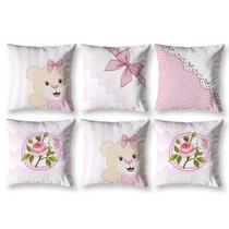 Kit 6 Capas de Almofada Infantil 40cm x 40cm Zíper Ursinha