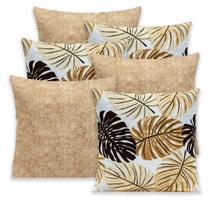 Kit 6 Capas de Almofada Lisa e Estampada 40x40cm Zíper Gorgurinho