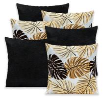 Kit 6 Capas de Almofada Lisa e Estampada 40x40cm Zíper Gorgurinho