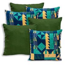 Kit 6 Capas de Almofada Lisa e Estampada 45x45cm Zíper Gorgurinho