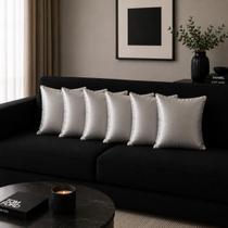 Kit 6 Capas De Almofada Suede 45x45 Aveludadas Decorativas Luxo Prata