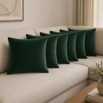 Kit 6 Capas De Almofada Suede 45x45 Aveludadas Decorativas Luxo Verde