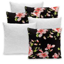 Kit 6 Capas de Almofadas Lisa e Estampada 40x40 C/ Zíper Piquet Favinho