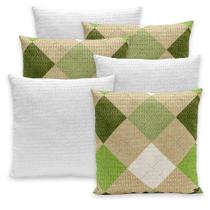 Kit 6 Capas de Almofadas Lisa e Estampada 40x40 C/ Zíper Piquet Favinho