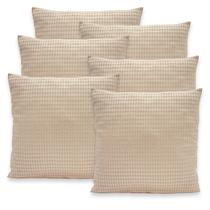 Kit 6 Capas de Almofadas Lisas e Estampadas 40x40 C/ Zíper Piquet Favinho Decoração Luxo