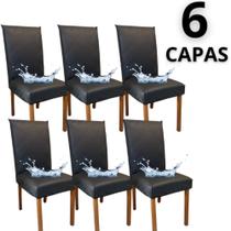 Kit 6 Capas de Cadeira Couro 100% Impermeável Encaixe Perfeito