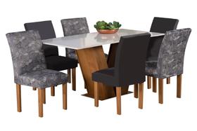 Kit 6 Capas de Cadeira de Jantar mista esmtampada Luxo Decoração Elegante - ibitinga confecçoes