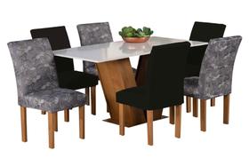 Kit 6 Capas de Cadeira de Jantar mista esmtampada Luxo Decoração Elegante - ibitinga confecçoes