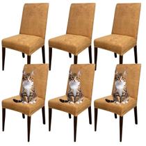 Kit 6 Capas de Cadeira em Suede Resistentes à Gatos