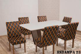 Kit 6 Capas de Cadeira Estampada Para Sala de Jantar CAPITONE Laranja - Ometo Enxovais