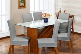 Kit 6 Capas de Cadeira Estofada Sala de Jantar Moderna Malha Helanca com Elastano Macia e Confortável