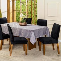 Kit 6 Capas de Cadeira Jantar Lisa Splendore Ajustável com Elástico Tecido Veludo Suede Decoração Luxo Para Cozinha